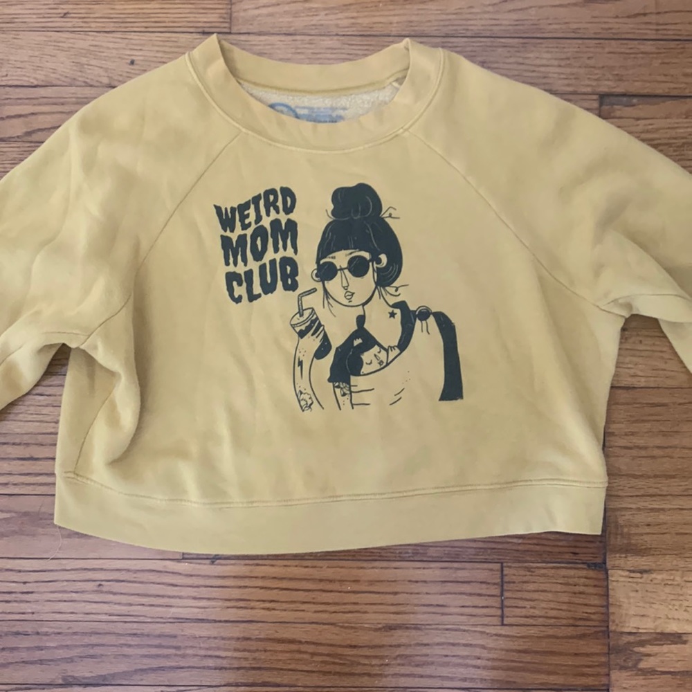 Weird mom club cropped yellow sweater